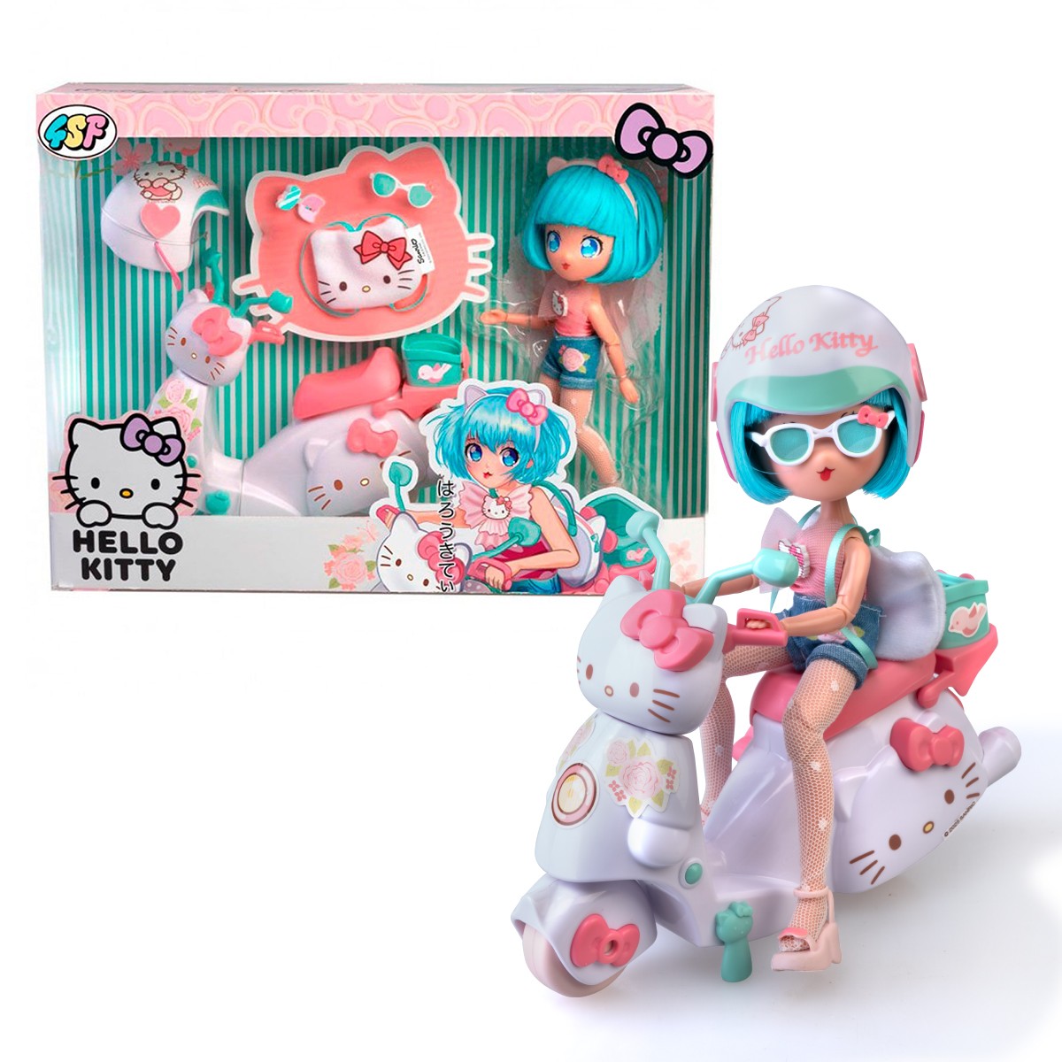 1595грн+10% дисконт Арт.HKTF3000 Ігровий набір 4SF Manga Dolls серії Hello Kitty – Красуня Пінк на скутері