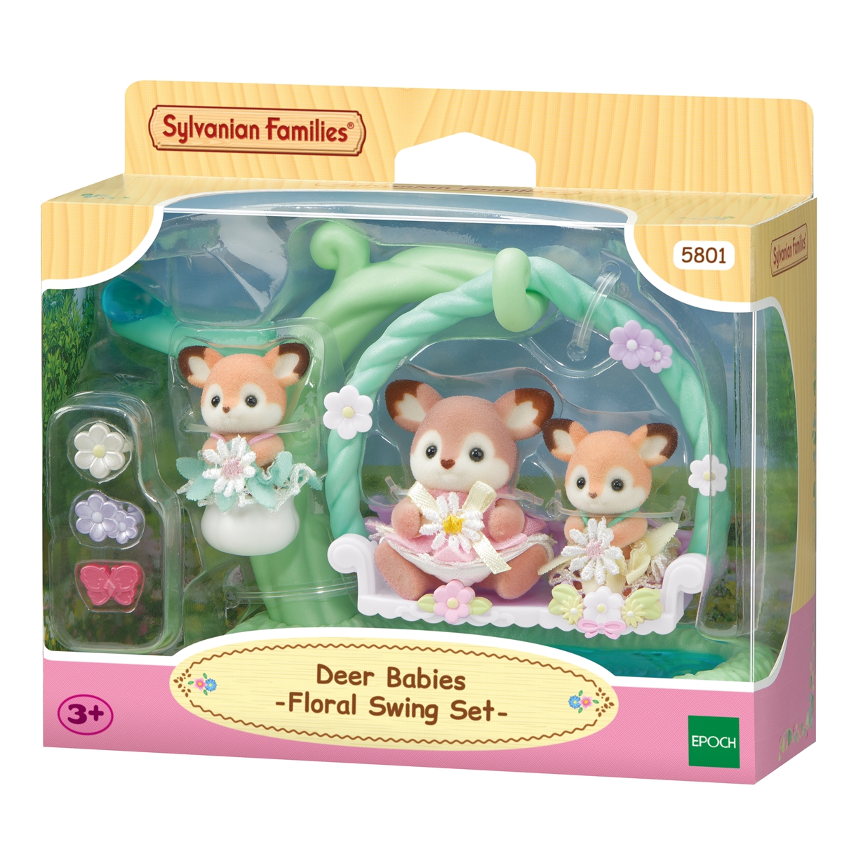 Очікується!!! Ігровий набір Sylvanian Families "Малюки Оленята з квітковими гойдалками" (5801)